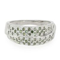 Forest Green Diamond Silver Ring