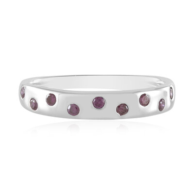 I2 Purple Diamond Silver Ring