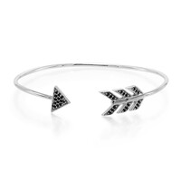 Black Spinel Silver Bangle