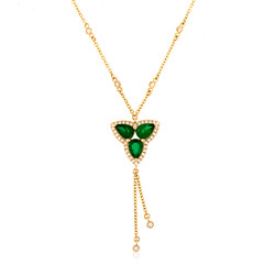 14K Muzo Colombian Emerald Gold Necklace (de Melo)