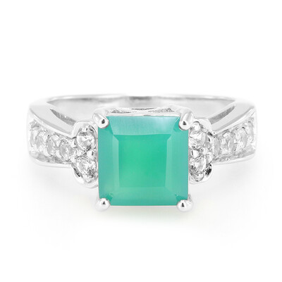 Green Chalcedony Silver Ring