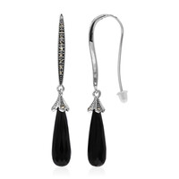 Black Agate Silver Earrings (Annette classic)