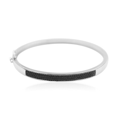Black Spinel Silver Bangle