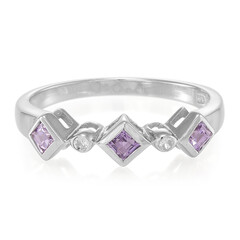 Unheated Ceylon Purple Sapphire Silver Ring