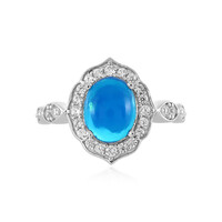 Blue Ethiopian Opal Silver Ring