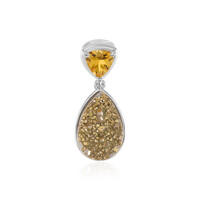 Golden Glitter Agate Silver Pendant
