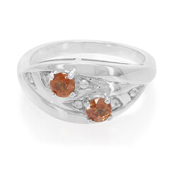 Orange Sapphire Silver Ring
