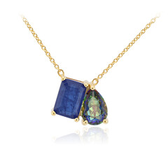 Navy Blue Quartz Silver Necklace