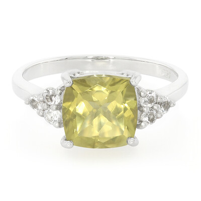 Olive Quartz Silver Ring