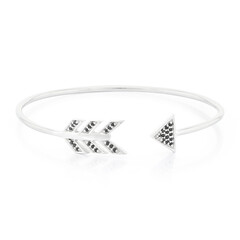 Black Spinel Silver Bangle