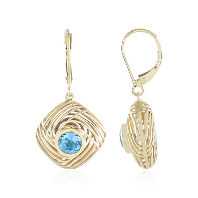 9K Swiss Blue Topaz Gold Earrings (Ornaments by de Melo)