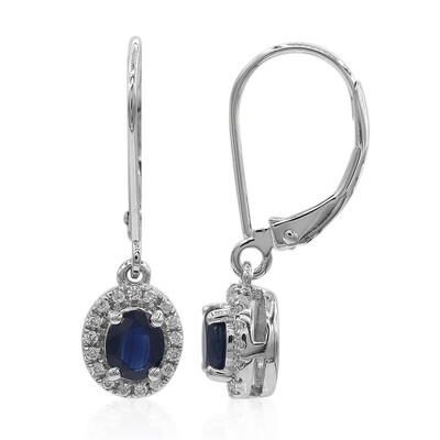 10K Ceylon Blue Sapphire Gold Earrings