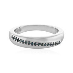 I3 Blue Diamond Silver Ring