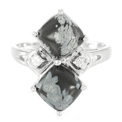 Snowflake Obsidian Silver Ring