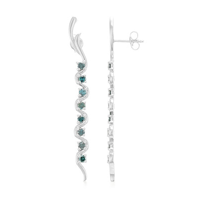 Fancy Diamond Silver Earrings