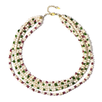 White Freshwater Pearl Silver Necklace (Riya)