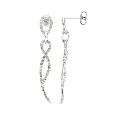 Fancy Diamond Silver Earrings