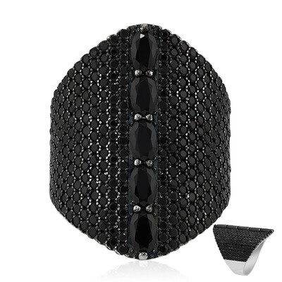 Black Spinel Silver Ring