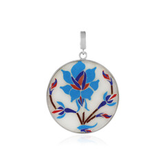 White Marble Silver Pendant