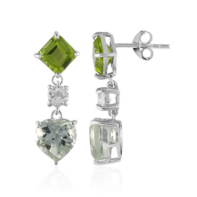 Green Amethyst Silver Earrings