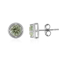 Green Amethyst Silver Earrings