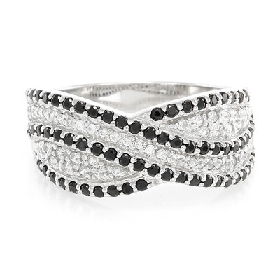 Black Spinel Silver Ring