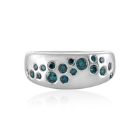 I3 Blue Diamond Silver Ring