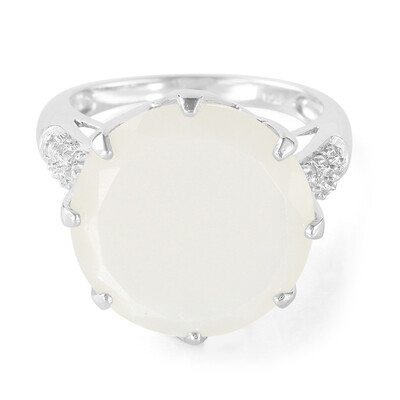 White Moonstone Silver Ring