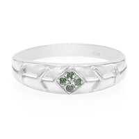 Emerald Green Diamond Silver Ring