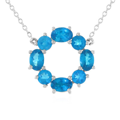 Neon Blue Apatite Silver Necklace