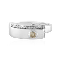 I4 Champagne Diamond Silver Ring