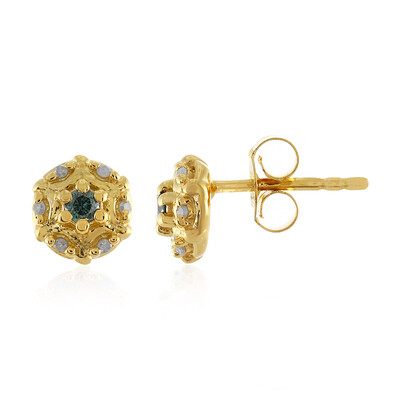 I3 Blue Diamond Silver Earrings