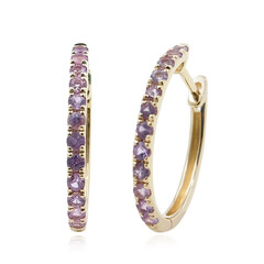 9K Unheated Ceylon Purple Sapphire Gold Earrings