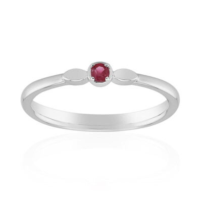 Red Beryl Silver Ring