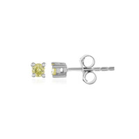 I3 Yellow Diamond Silver Earrings