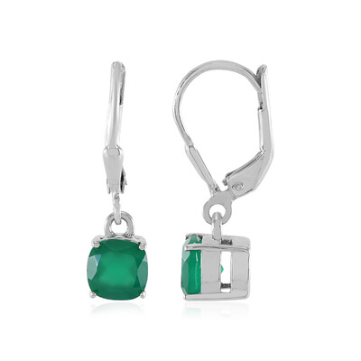 Green Onyx Silver Earrings