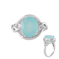 Aqua Chalcedony Silver Ring