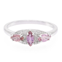 Unheated Ceylon Purple Sapphire Silver Ring
