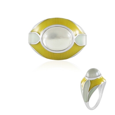 Green Moonstone Silver Ring (Adela Silber)
