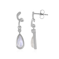 Rainbow Moonstone Silver Earrings