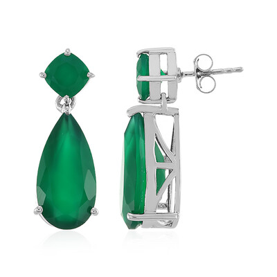 Green Onyx Silver Earrings