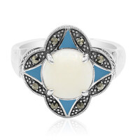 White Opal Silver Ring