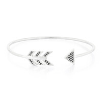 Black Spinel Silver Bangle