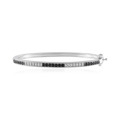 Black Spinel Silver Bangle