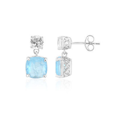 Blue Pastel Quartz Silver Earrings