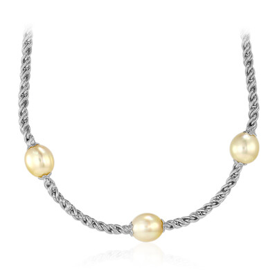 Kabira Golden South Sea Pearl Silver Necklace (TPC)