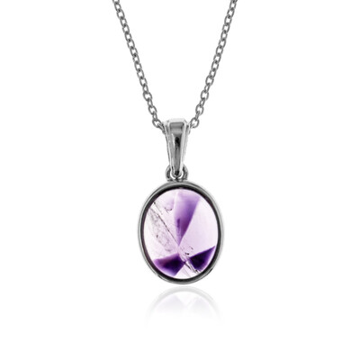 Chevron Amethyst Silver Necklace