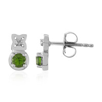 Ceylon Green Zircon Silver Earrings