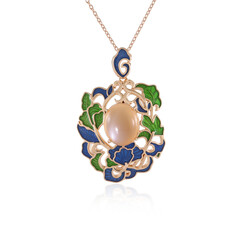 Peach Moonstone Silver Necklace (Adela Silber)