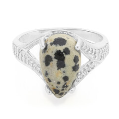 Dalmatian Jasper Silver Ring
